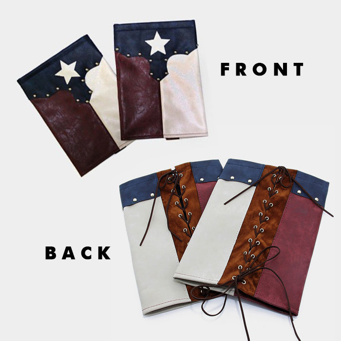 iLLASPARKZ 1-Pair Lace up American Flag Leather Boot Toppers