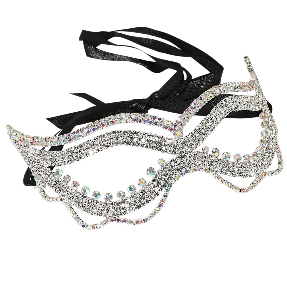 iLLASPARKZ Rhinestone Pave Cat Eye Masquerade Mask