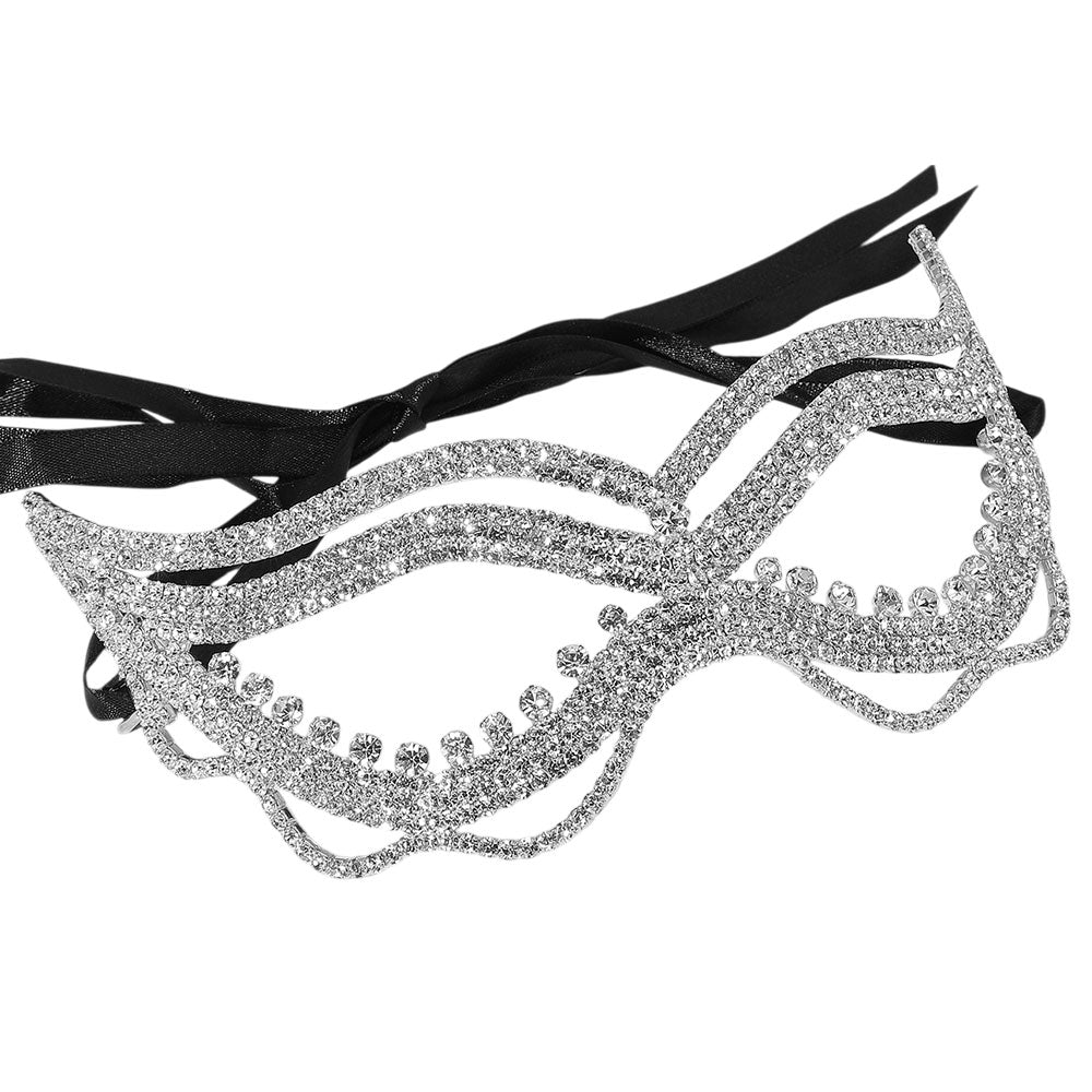 iLLASPARKZ Rhinestone Pave Cat Eye Masquerade Mask