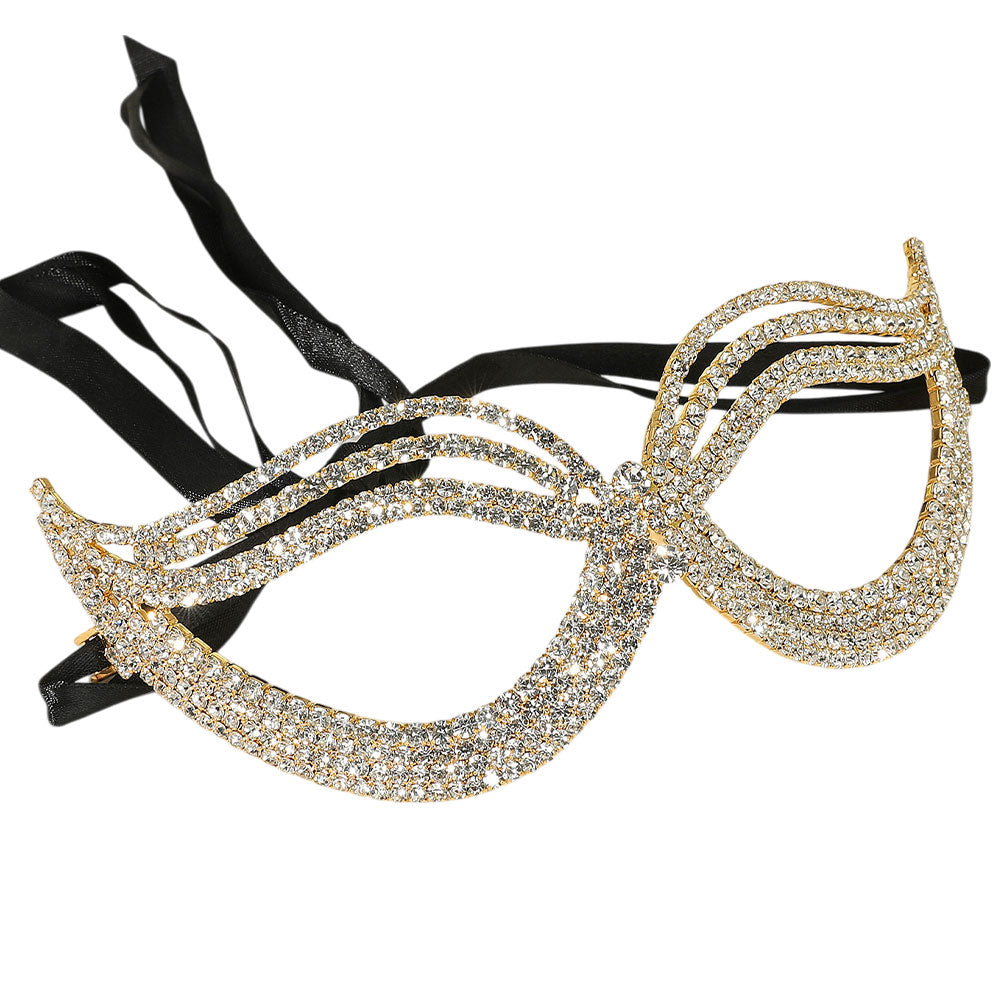 iLLASPARKZ Rhinestone Pave Cat Eye Masquerade Mask