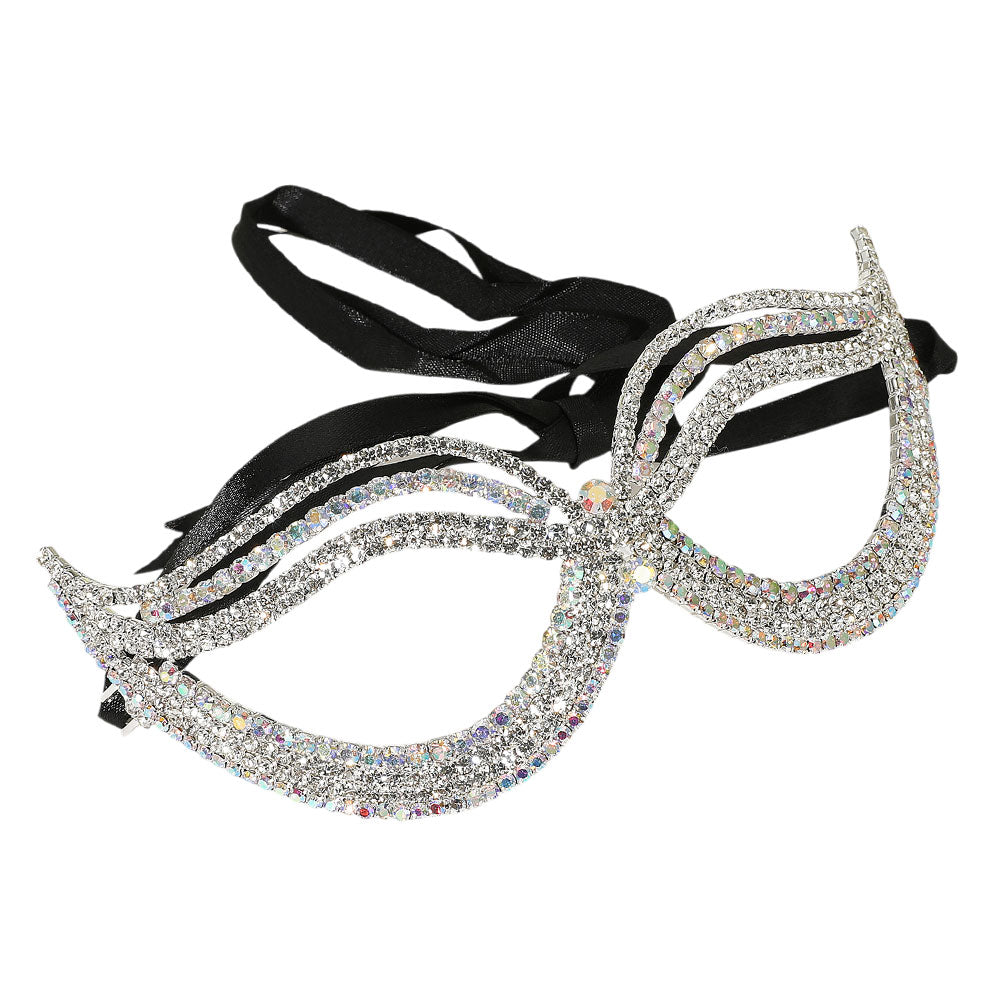iLLASPARKZ Rhinestone Pave Cat Eye Masquerade Mask