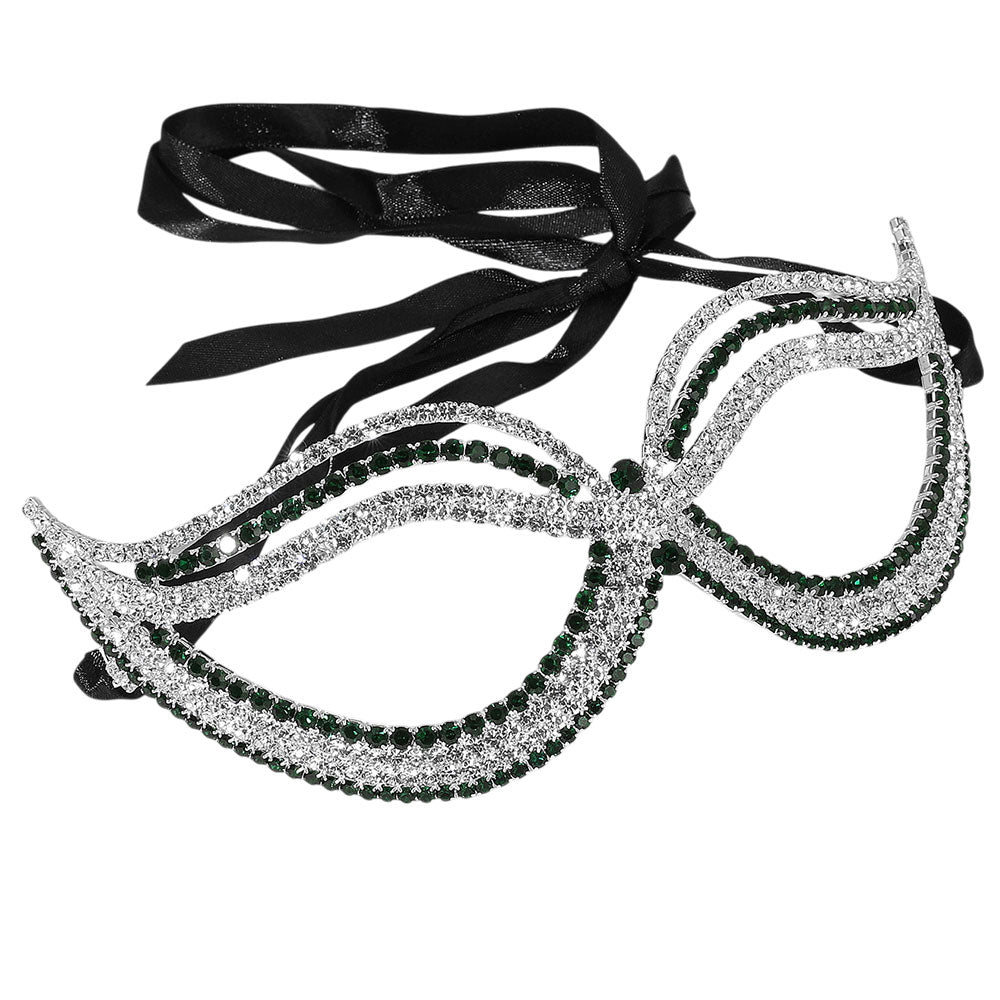 iLLASPARKZ Rhinestone Pave Cat Eye Masquerade Mask