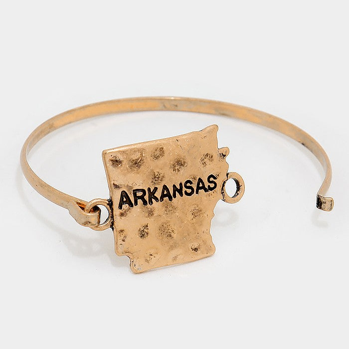 iLLASPARKZ Arkansas state map hammered metal hook bracelet