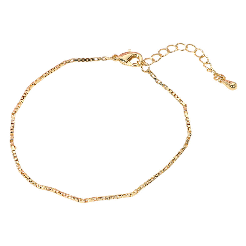 iLLASPARKZ 18K Gold Dipped Dainty Box Chain Bracelet