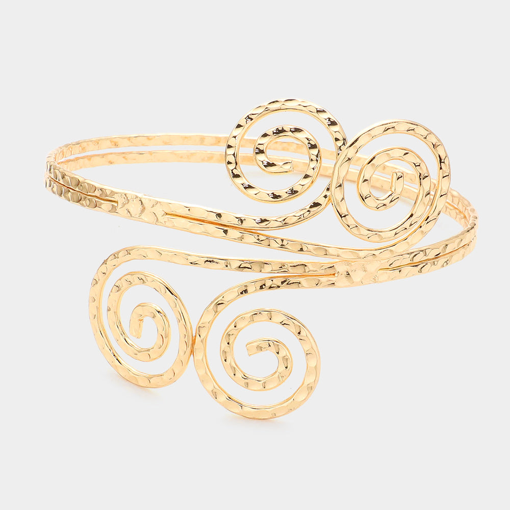 iLLASPARKZ Textured Metal Swirl Accented Bracelet / Arm Cuff