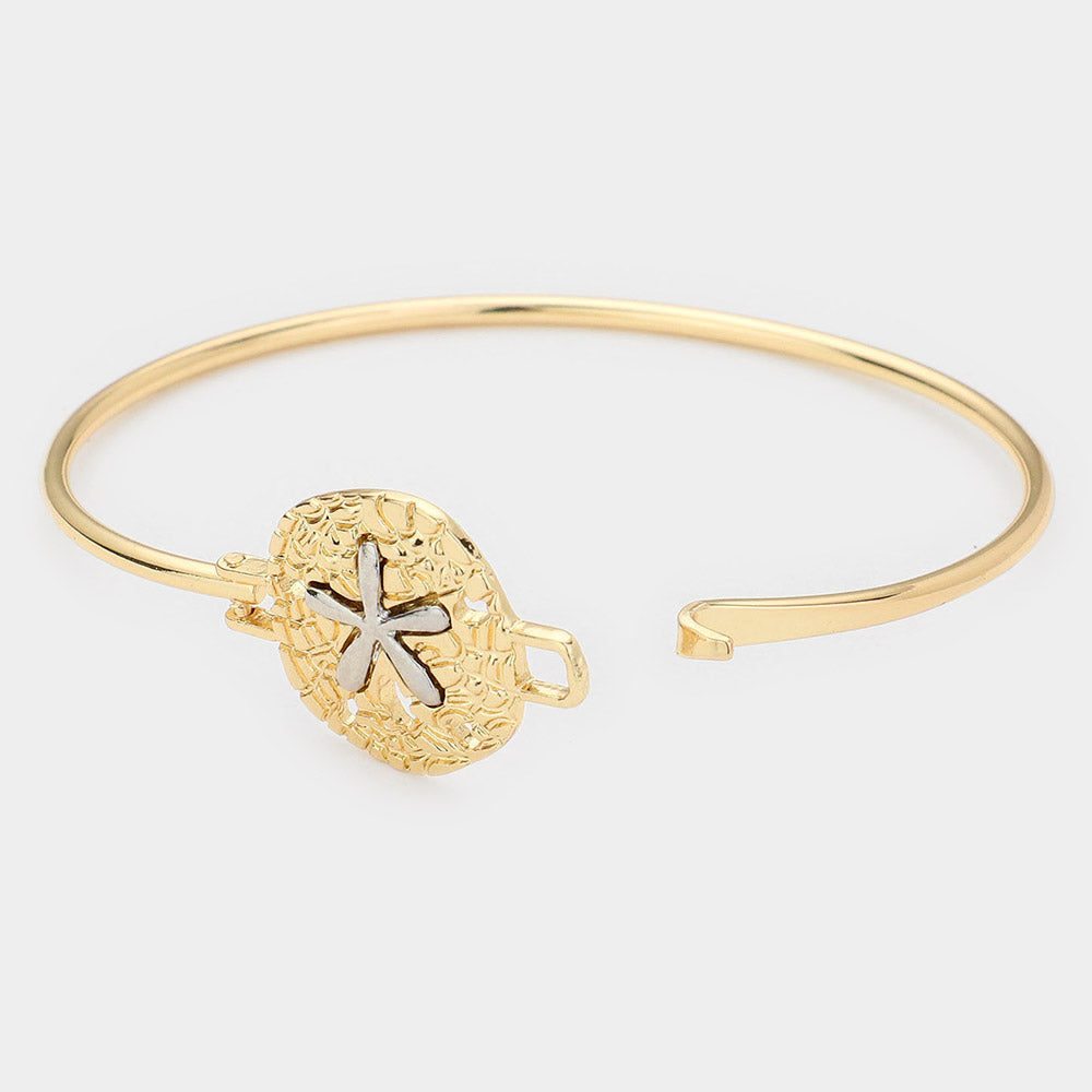 iLLASPARKZ Two Tone Metal Sand Dollar Hook Bracelet