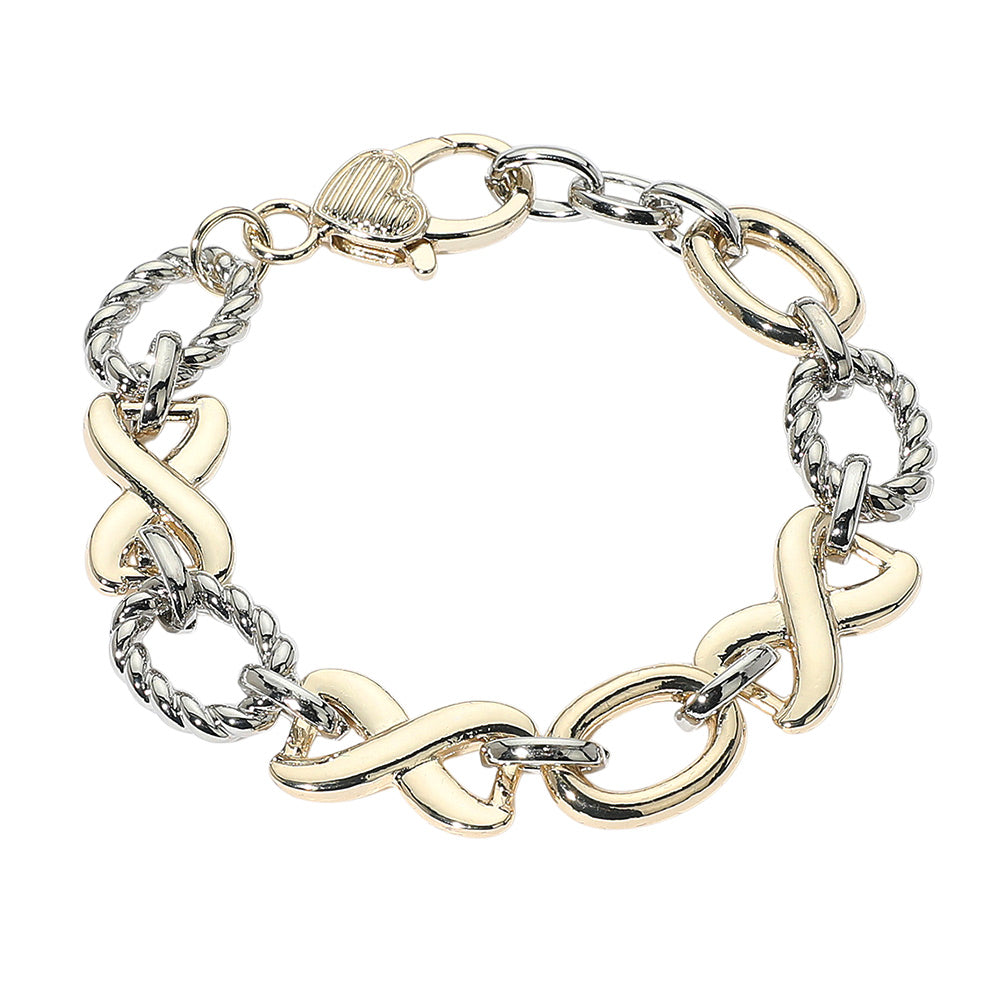iLLASPARKZ Chunky Two Tone Crisscross Oval Ring Link Chain Bracelet