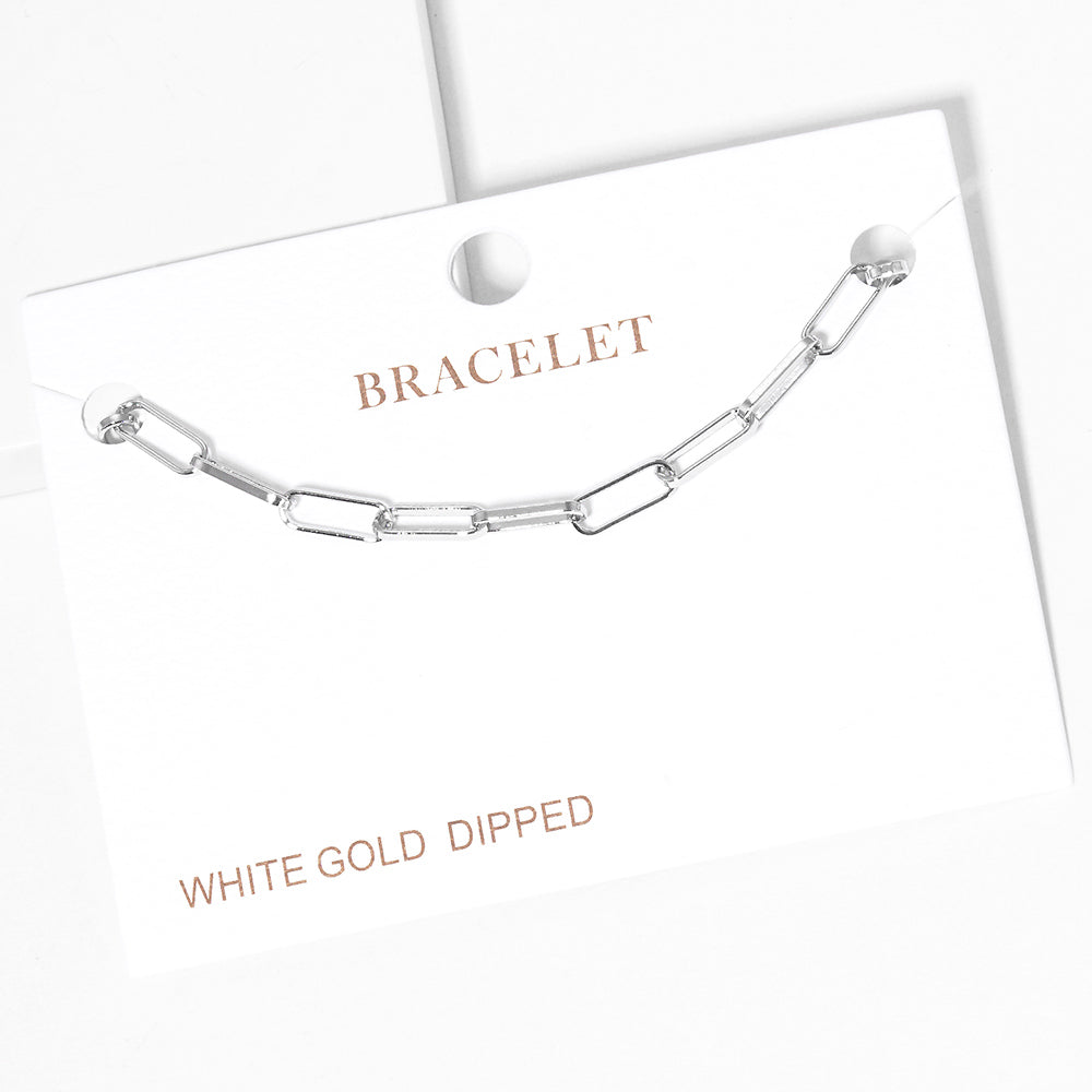 iLLASPARKZ White Gold Dipped Open Metal Oval Link Bracelet