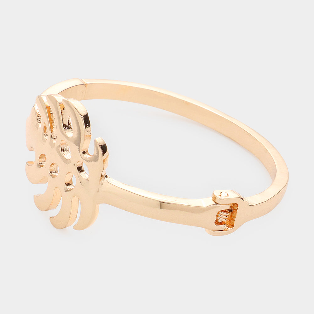 iLLASPARKZ Metal Tropical Leaf Hinged Bracelet