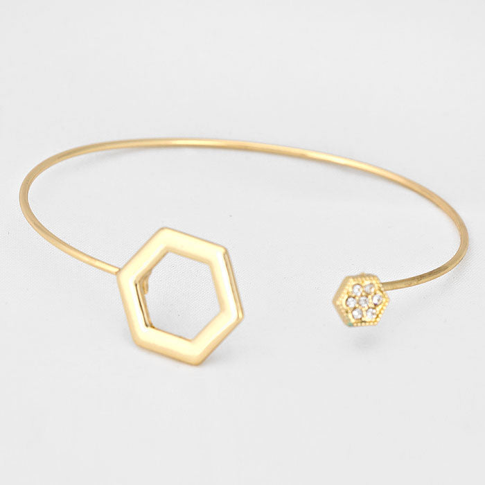 iLLASPARKZ Crystal Accented Hexagon Cut Out Metal Bracelet