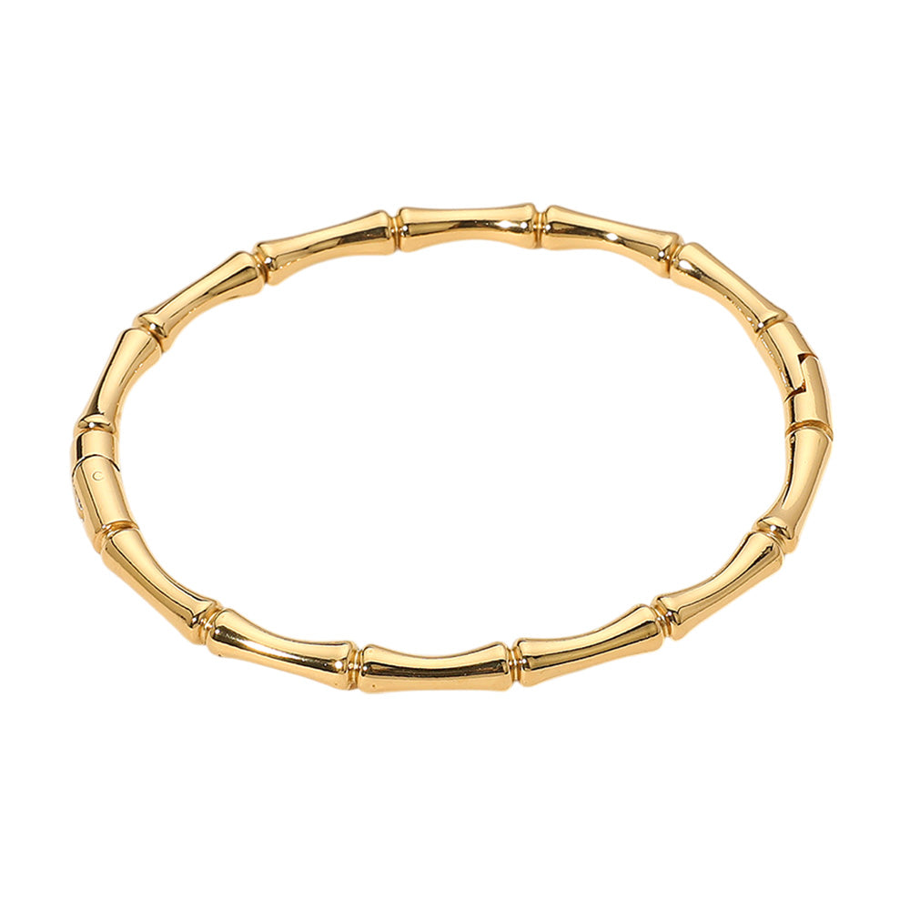 iLLASPARKZ Stainless Steel Bamboo Hinged Bangle Bracelet