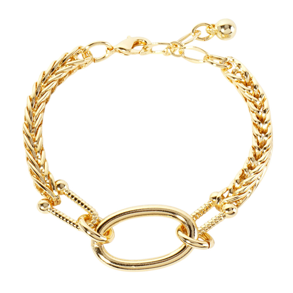 iLLASPARKZ Gold Dipped Oval Ring Pointed Chunky Chain Bracelet