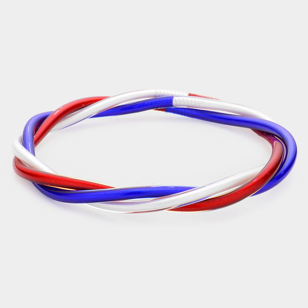 iLLASPARKZ American USA Flag Triple Layered Jelly Tube Bangle Bracelet