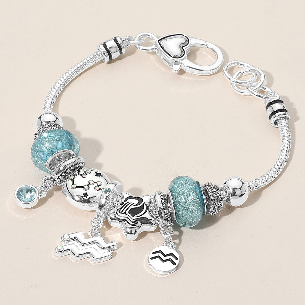 iLLASPARKZ AQUARIUS - Horoscope Symbol Zodiac Charm Beaded Bracelet