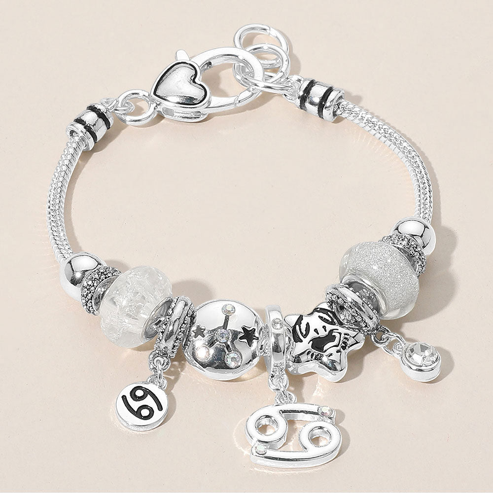 iLLASPARKZ CANCER - Horoscope Symbol Zodiac Charm Beaded Bracelet