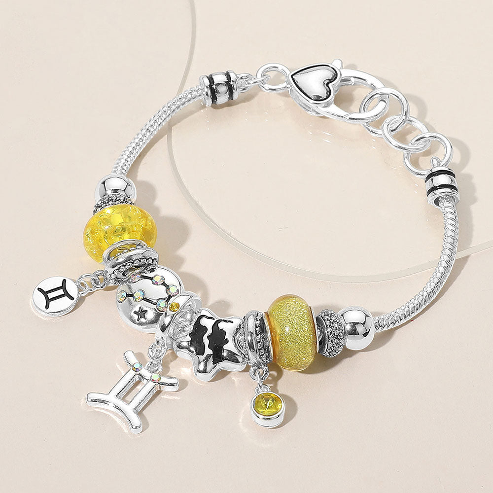 iLLASPARKZ GEMINI - Horoscope Symbol Zodiac Charm Beaded Bracelet
