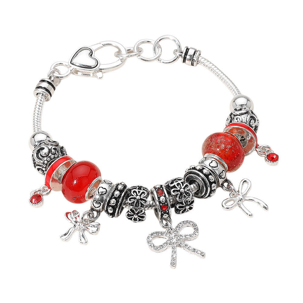 iLLASPARKZ Bow Charm Multi Bead Bracelet