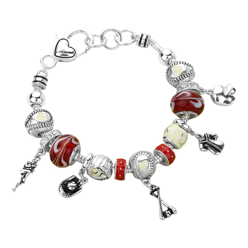 iLLASPARKZ Baseball Charm Multi Bead Bracelet