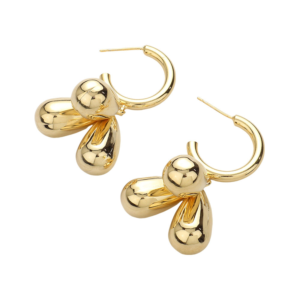 iLLASPARKZ Chunky Metal Triple Teardrop Ball Dangle Earrings