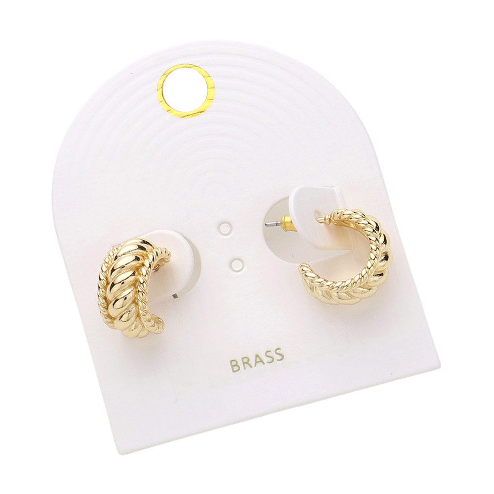 iLLASPARKZ Textured Brass Metal Hoop Earrings