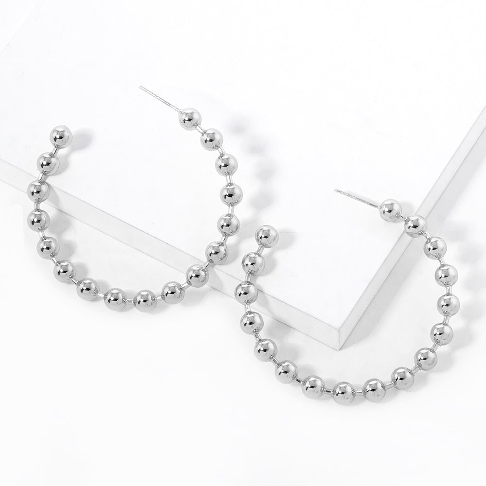iLLASPARKZ White Gold Dipped Metal Ball Hoop Earrings