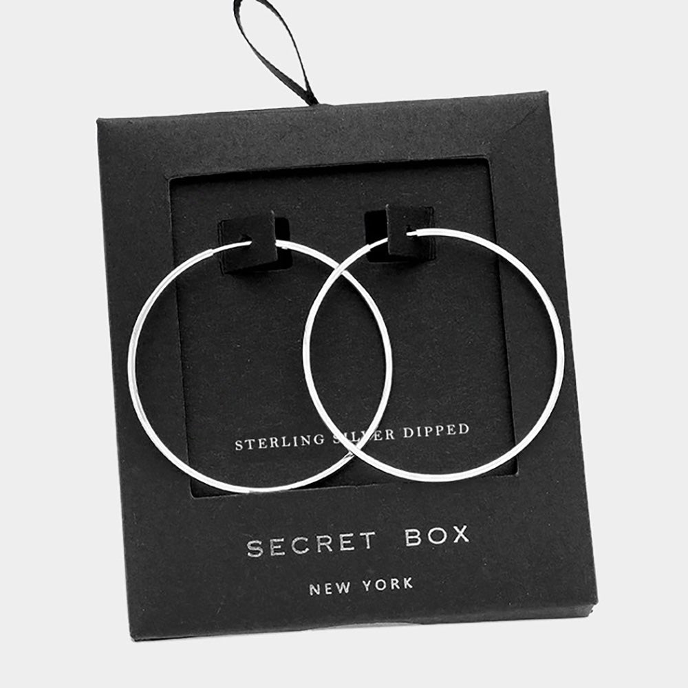 iLLASPARKZ SECRET BOX_Sterling Silver Dipped Metal Wire Hoop Earrings