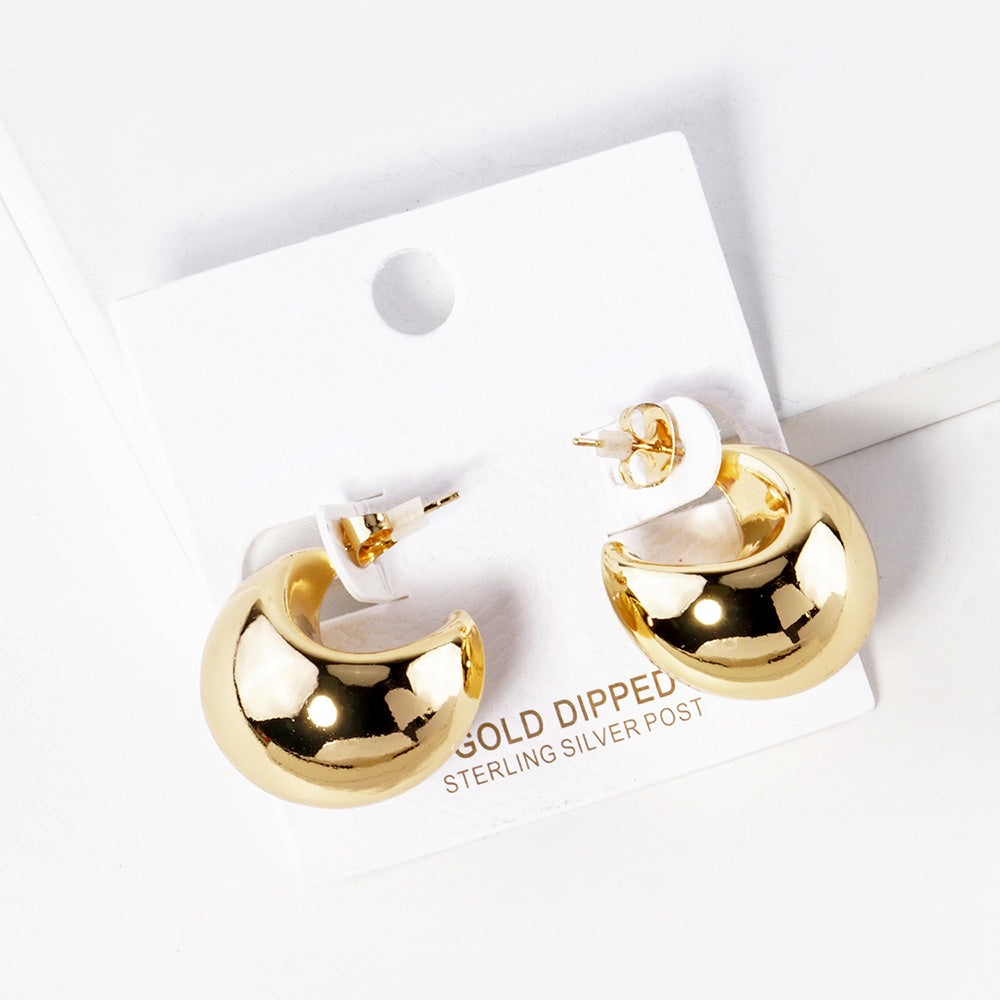 iLLASPARKZ Gold Dipped Chunky Metal Crescent Hoop Earrings
