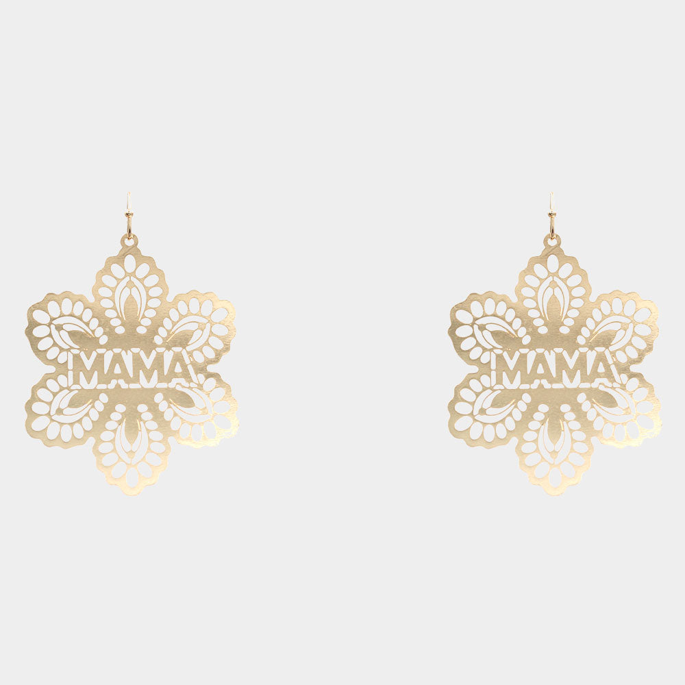 iLLASPARKZ MAMA Message Brass Metal Flower Dangle Earrings