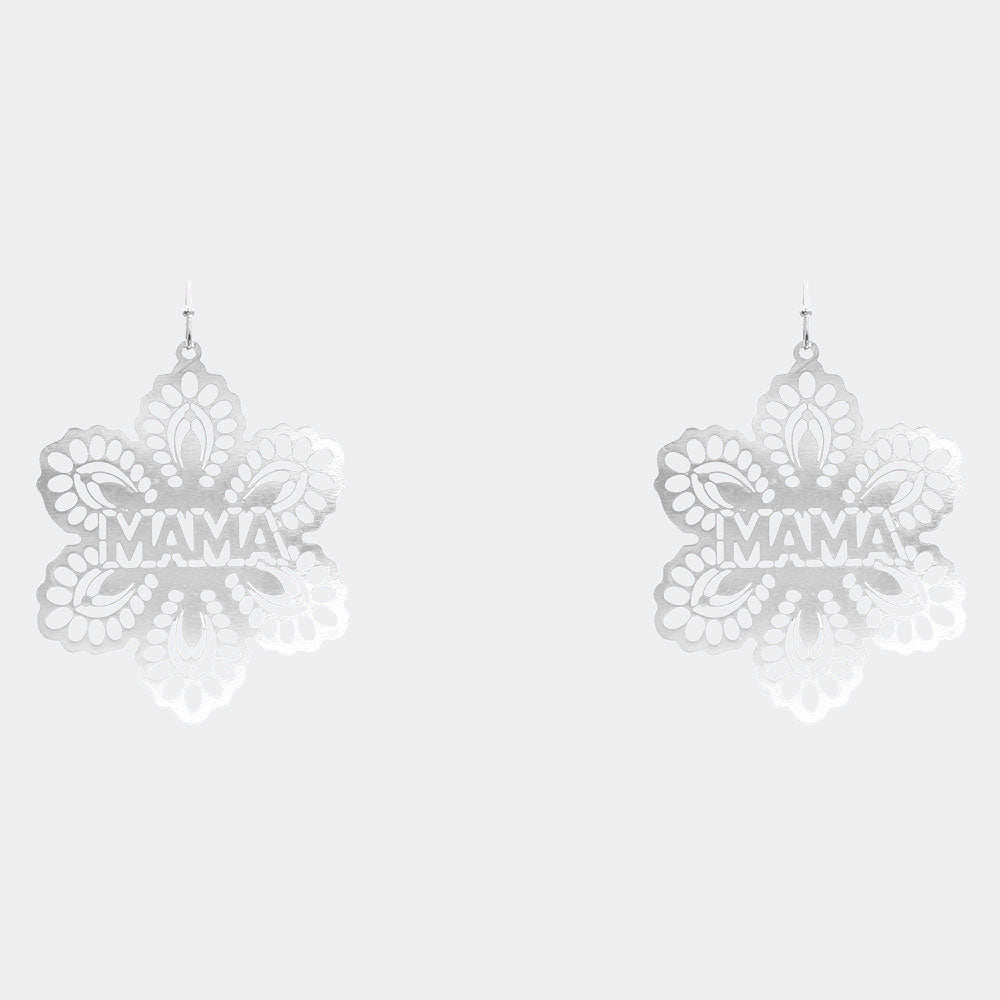 iLLASPARKZ MAMA Message Brass Metal Flower Dangle Earrings