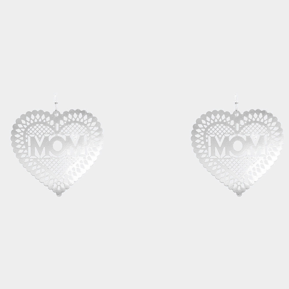 iLLASPARKZ MOM Message Brass Metal Heart Dangle Earrings