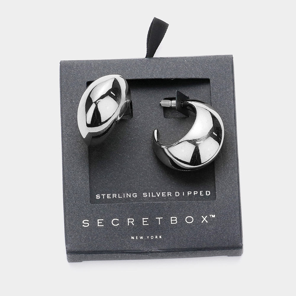 iLLASPARKZ SECRET BOX_Sterling Silver Dipped Crescent Hoop Earrings