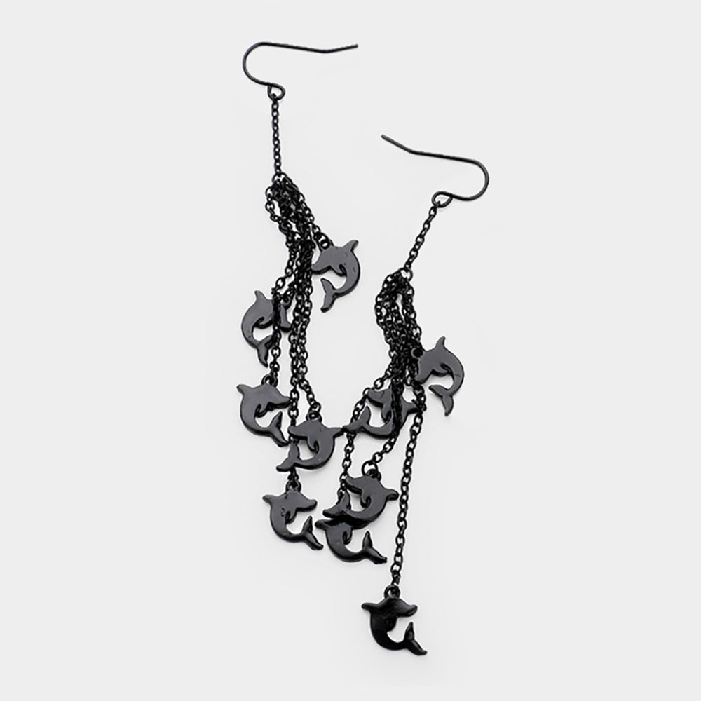 iLLASPARKZ Multi Metal Dolphin Drop Chain Dangle Earrings