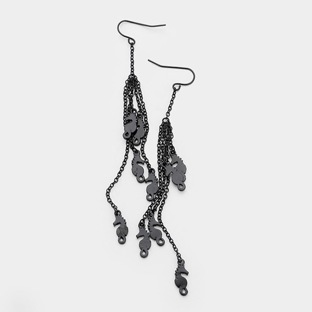 iLLASPARKZ Multi Metal Seahorse Drop Chain Dangle Earrings
