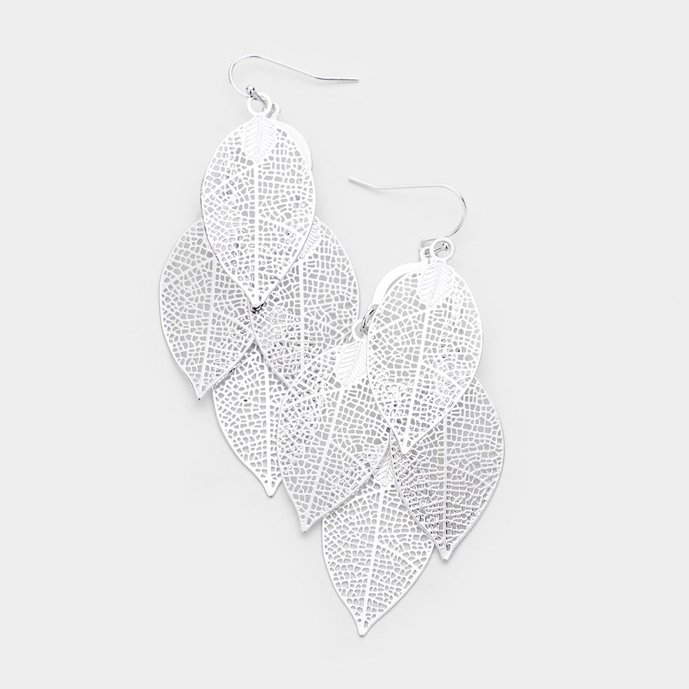 iLLASPARKZ Filigree Metal Leaf Cluster Vine Earrings