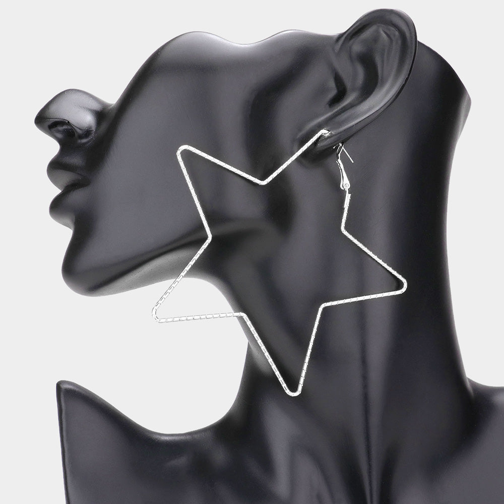 iLLASPARKZ Textured Metal Star Hoop Earrings