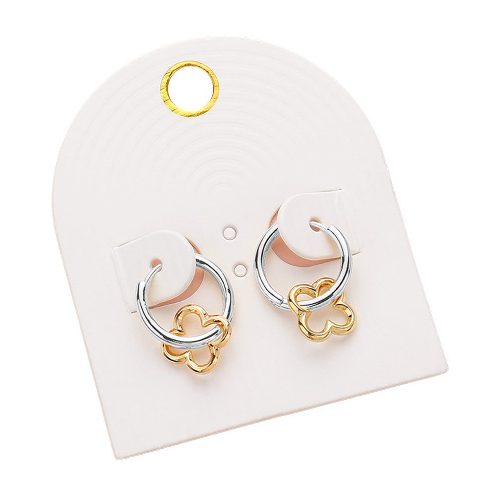 iLLASPARKZ Open Metal Quatrefoil Pointed Huggie Hoop Earrings