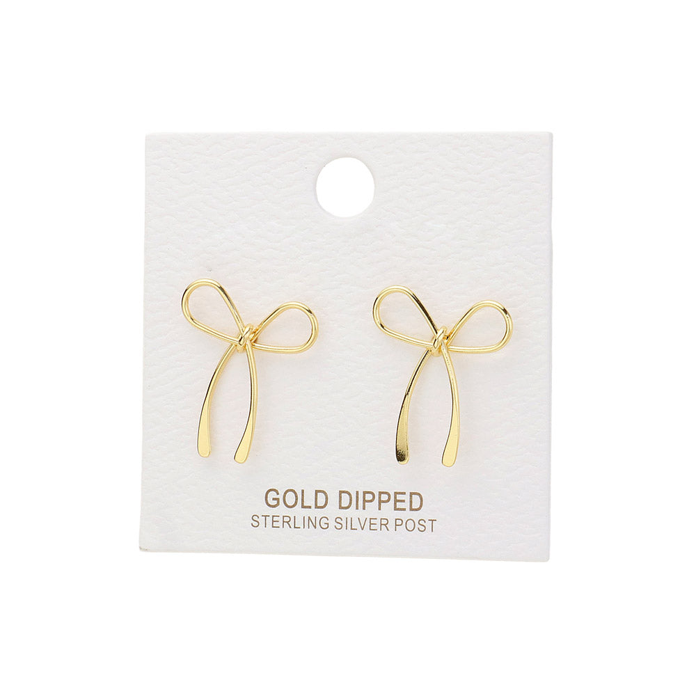 iLLASPARKZ Gold Dipped Metal Wire Bow Stud Earrings