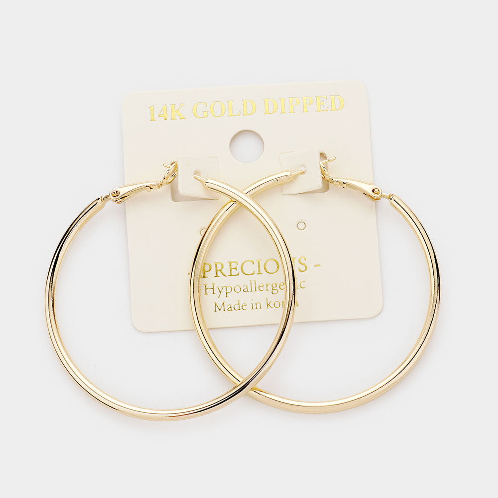 iLLASPARKZ 14K Gold Dipped 1.8 Inch Hypoallergenic Hoop Earrings