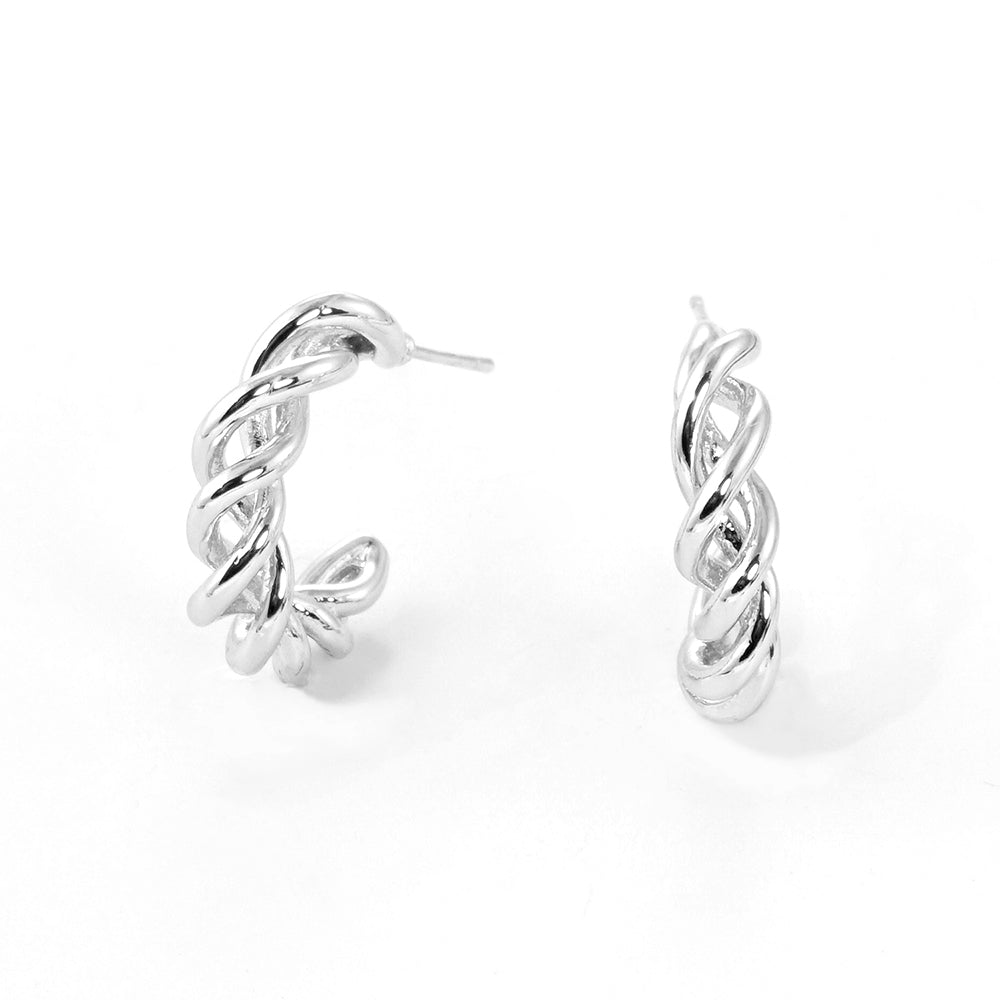 iLLASPARKZ White Gold Dipped Braided Metal Hoop Earrings