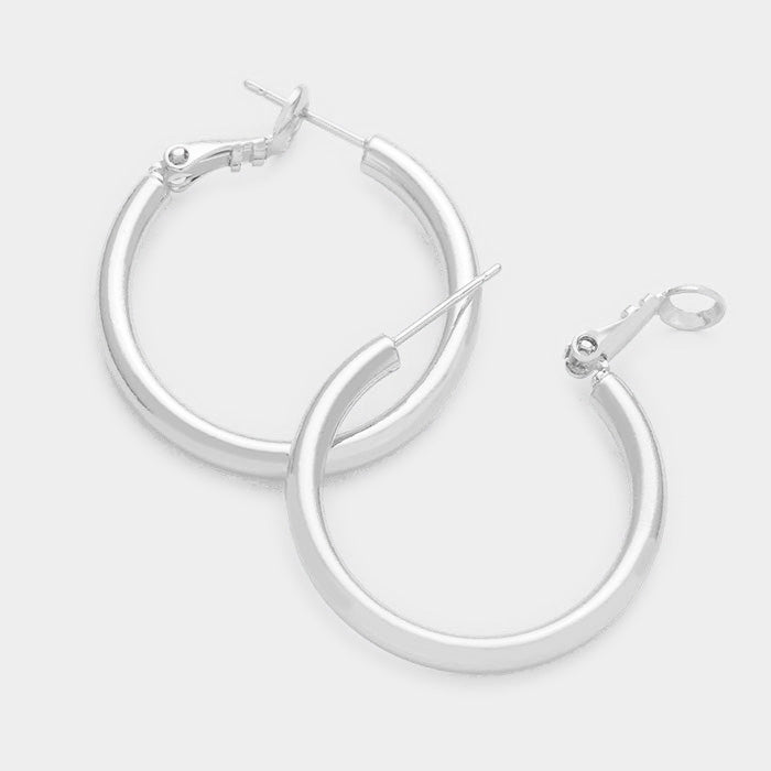 iLLASPARKZ 14K White Gold Dipped 1.6 Inch Hypoallergenic Hoop Earrings