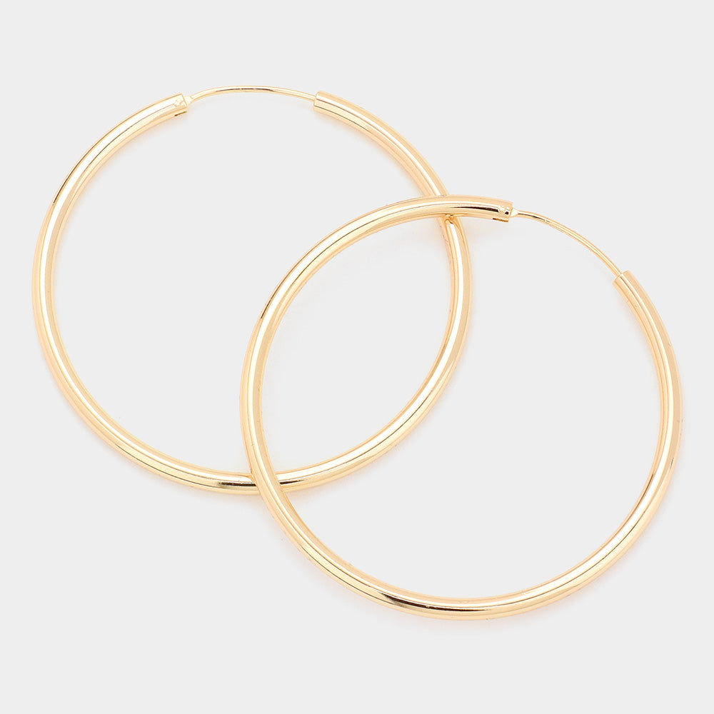 iLLASPARKZ 2 Inch Brass Metal Endless Hoop Earrings