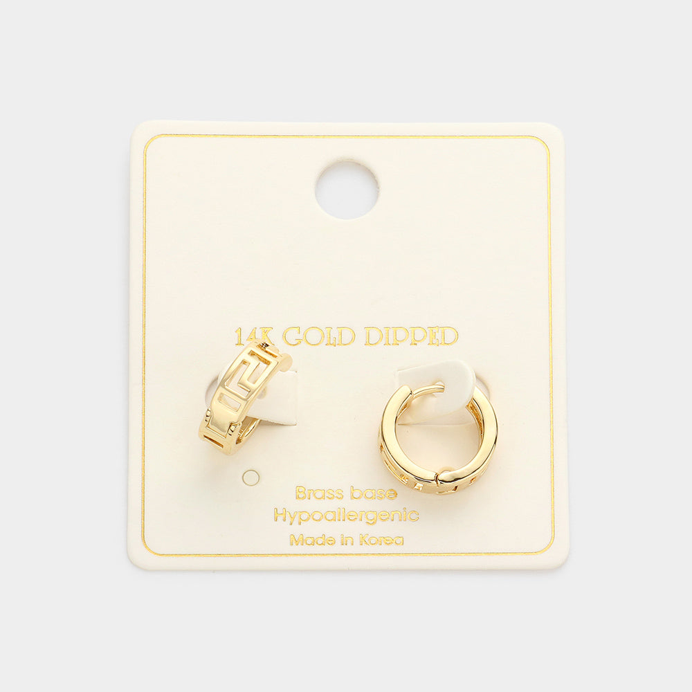 iLLASPARKZ 14K Gold Dipped Cut Out Brass Metal Huggie Hoop Earrings