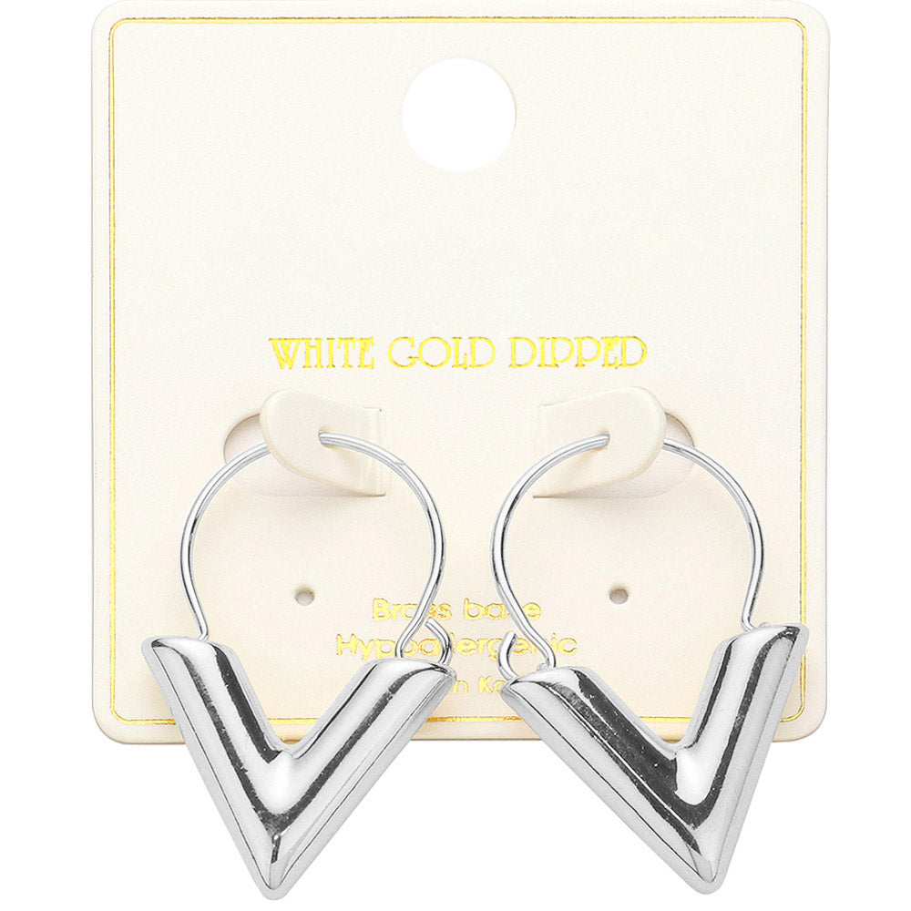 iLLASPARKZ White Gold Dipped Essential V Hoop Earrings