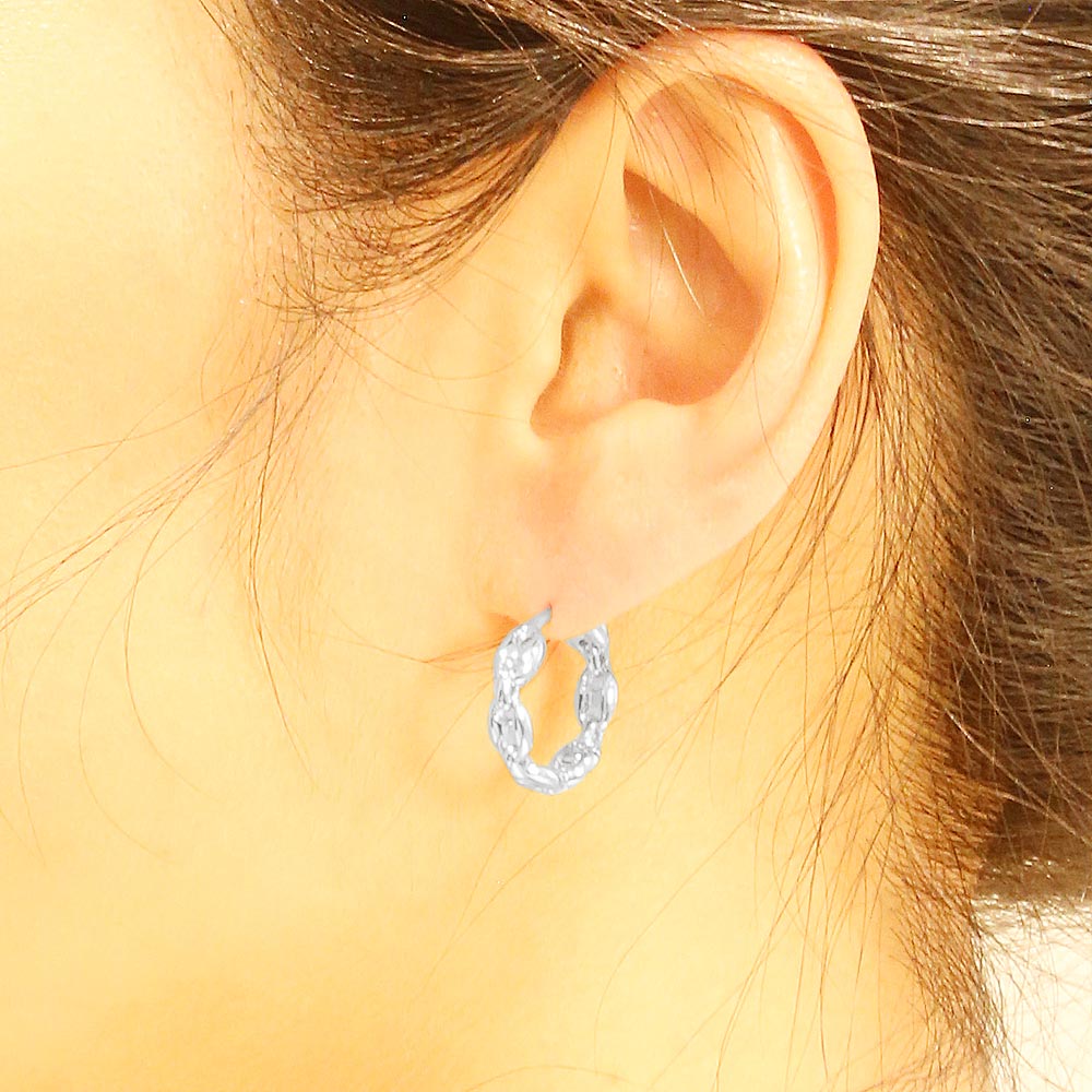 iLLASPARKZ White Gold Dipped Farandole Link Huggie Hoop Earrings