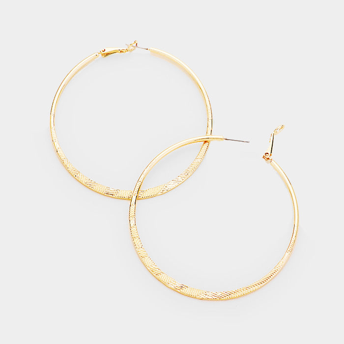 iLLASPARKZ 14k Gold Filled Textured Brass Metal Hoop Earrings