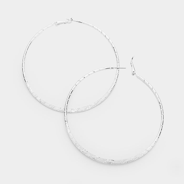 iLLASPARKZ 14k White Gold Filled Textured Brass Metal Hoop Earrings