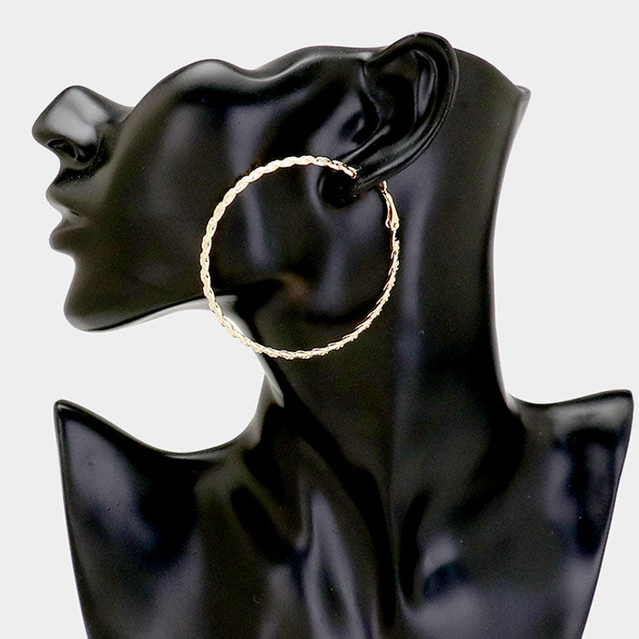 iLLASPARKZ Gold Dipped Textured Metal Hoop Earrings