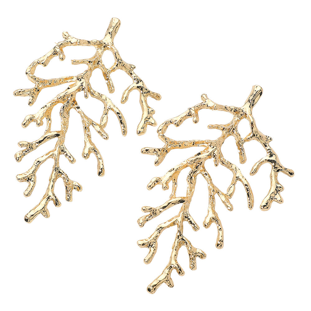 iLLASPARKZ Bold Textured Metal Coral Branch Earrings