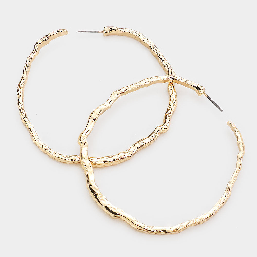 iLLASPARKZ Textured Irregular Metal Hoop Earrings