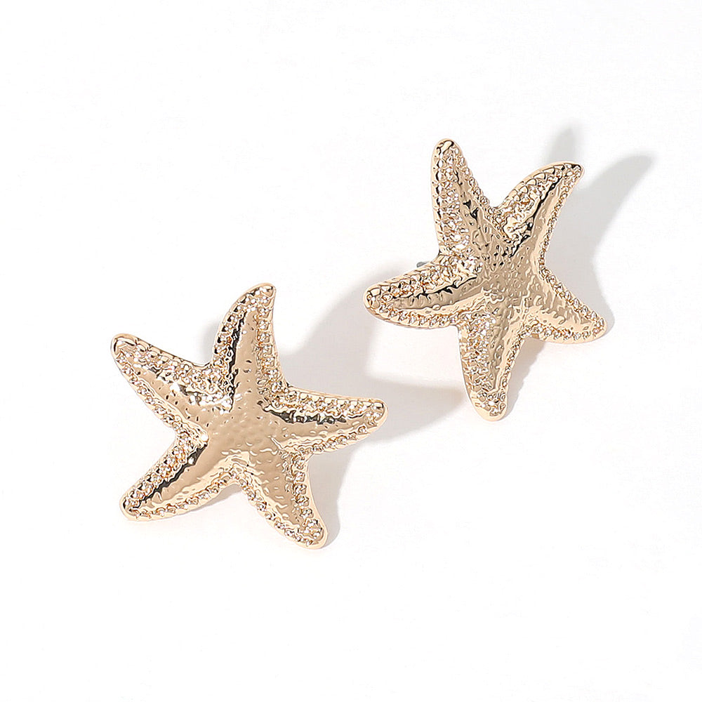 iLLASPARKZ SECRET BOX_Textured Metal Starfish Earrings